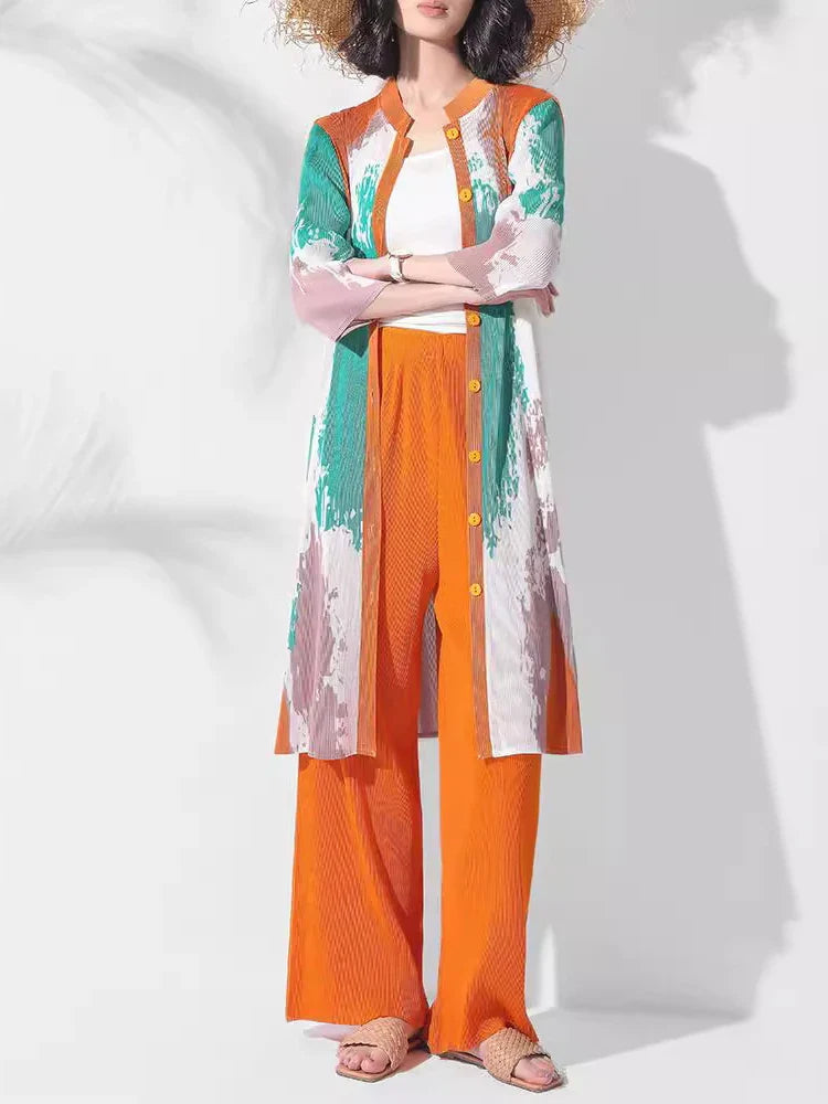 Signature Pleated Top & Pull-On Trousers Set