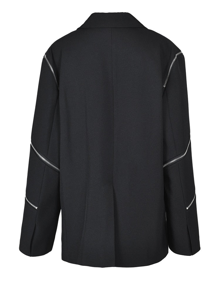 Women's Boyfriend Blazer with Zipper Sleeves