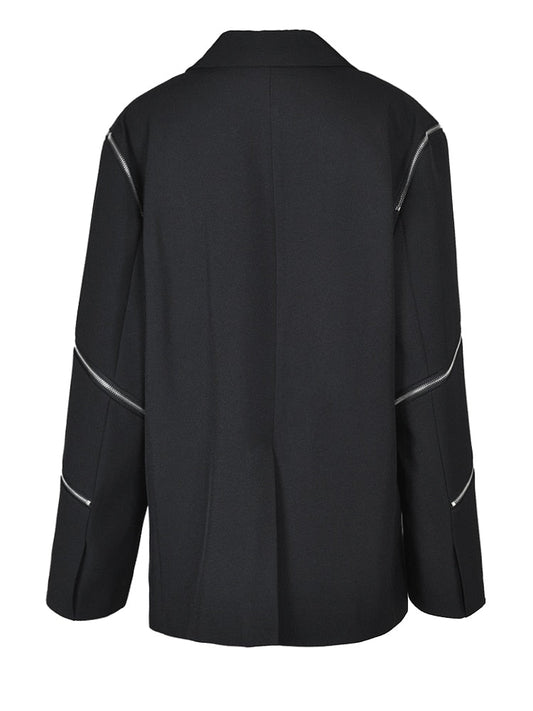 Women's Boyfriend Blazer with Zipper Sleeves