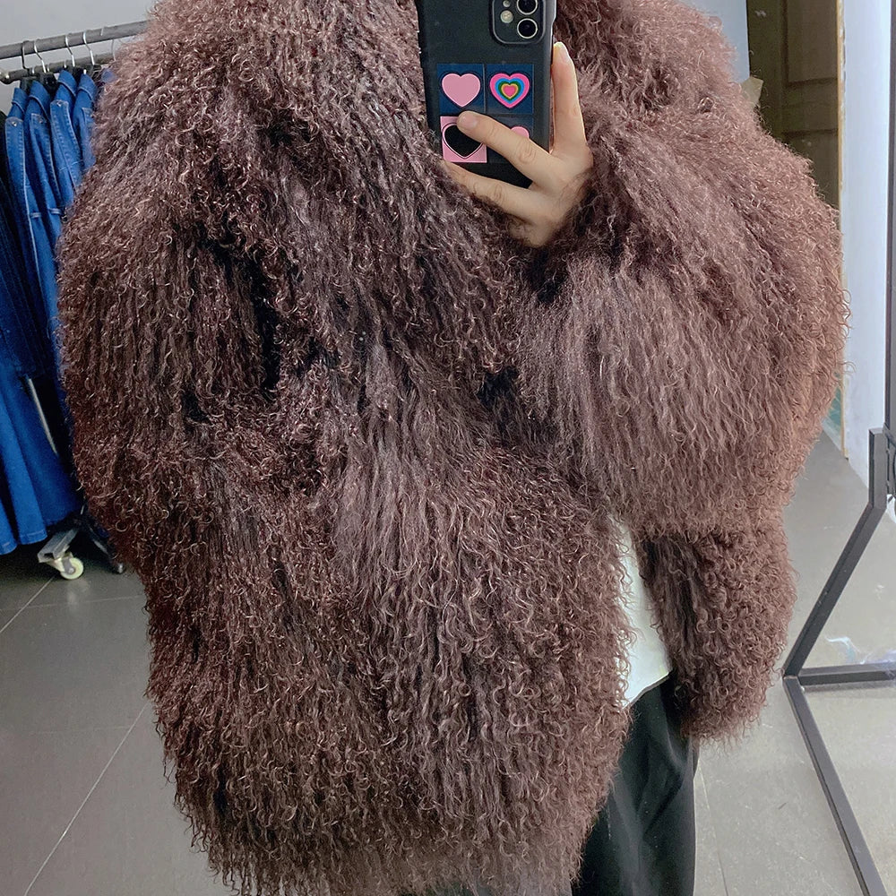 100% Genuine Fur Plush Shaggy Coat