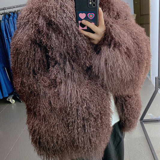 100% Genuine Fur Plush Shaggy Coat
