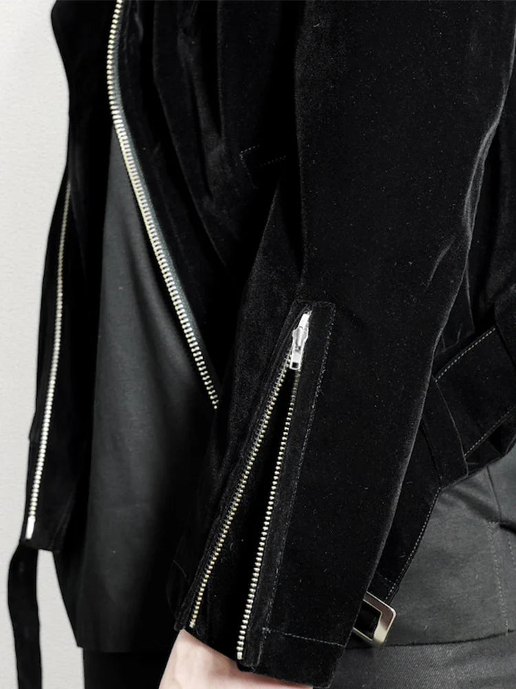Men's Stylish Velvet Moto Jacket ââ‚?Refined Elegance