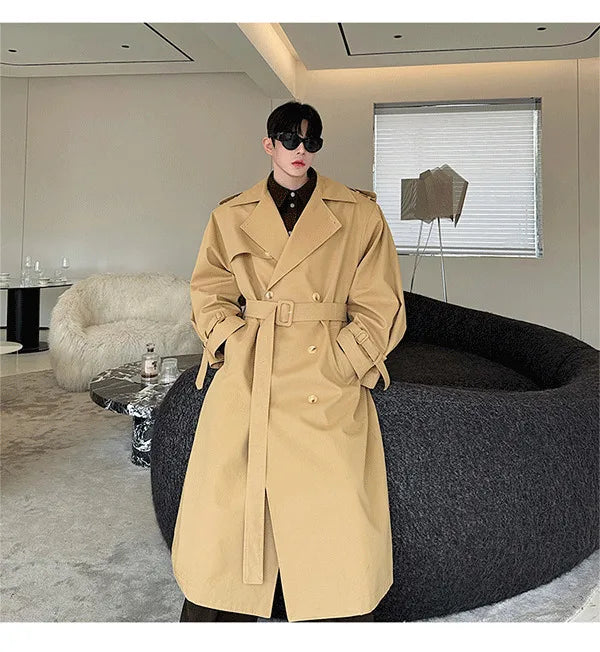 Men's Shoulder Padded Oversized Trench Coat | Luxury Streetwear