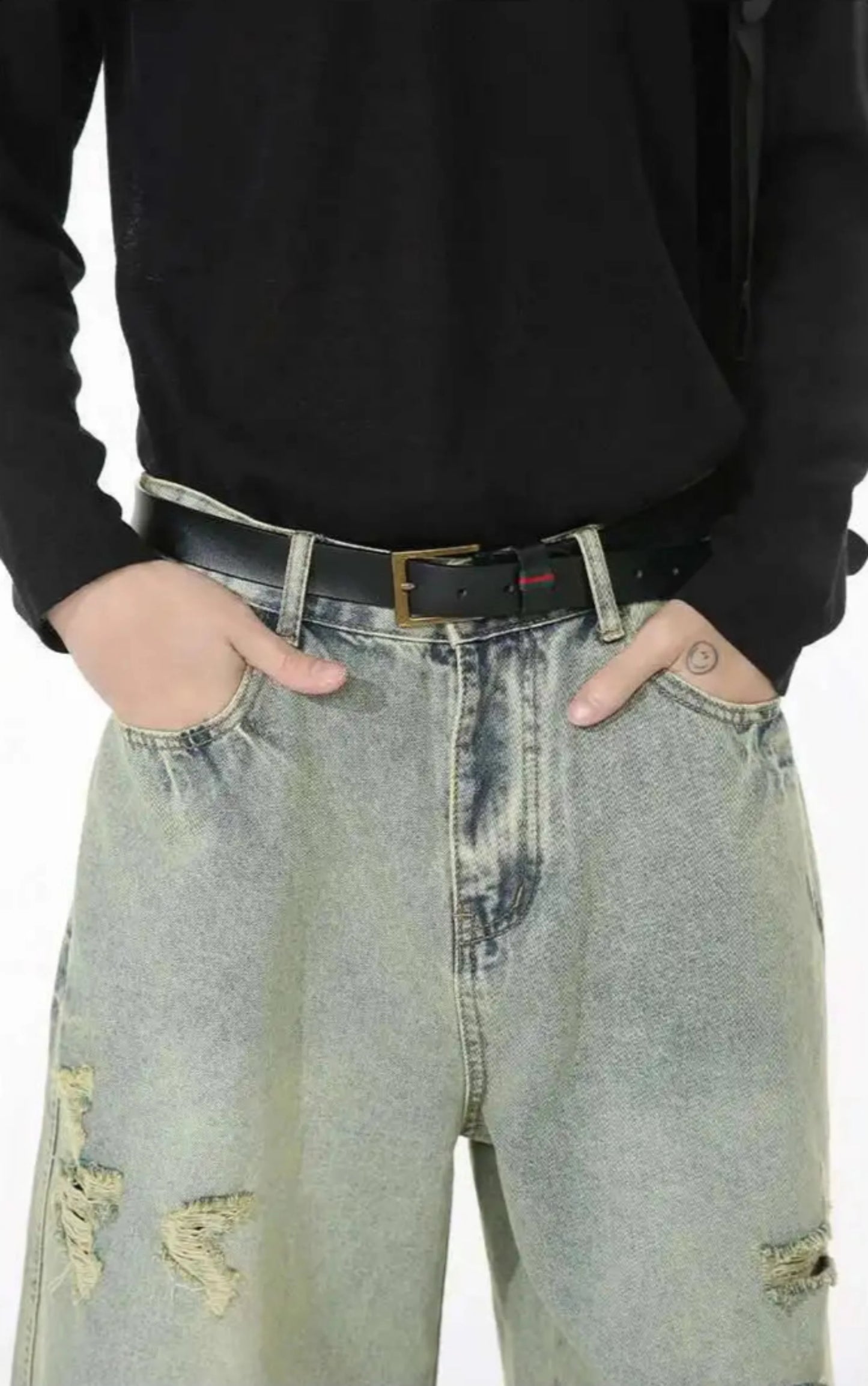 Men's Denim Distressed Long Shorts