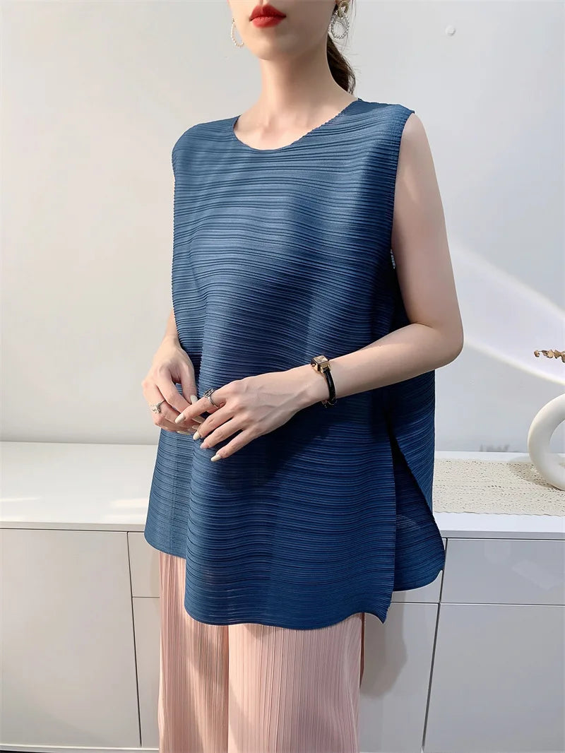 Couture Pleated Sleeveless Top