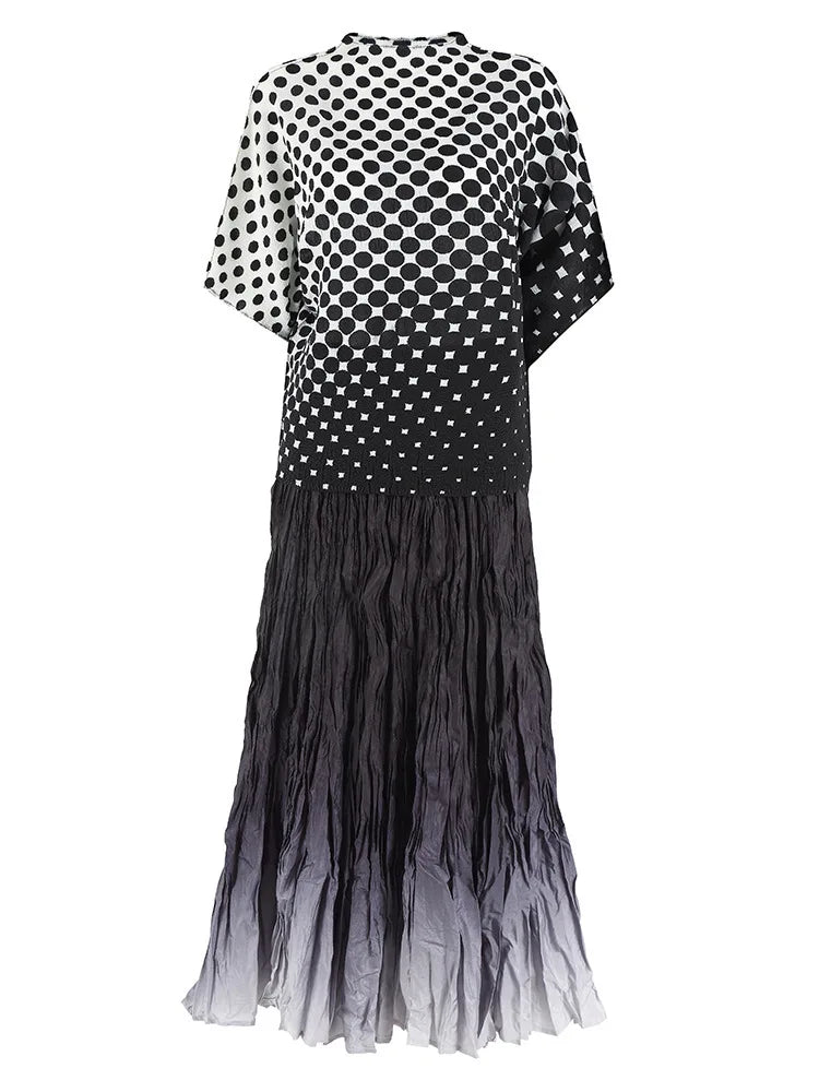 Polka Dot Top & Pleated Skirt Set
