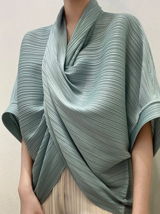 Japanese Inspired Pleated Top - Overlap Drape