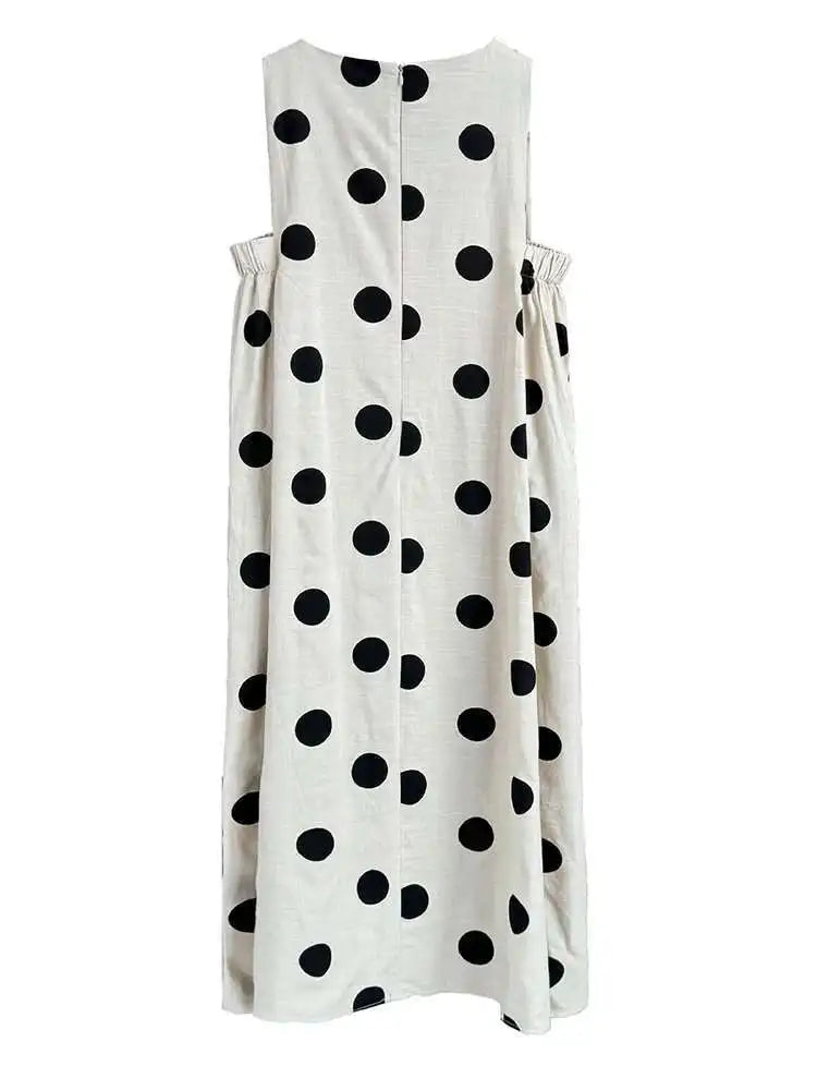 Linen Oversized Sleeveless Midi Dress
