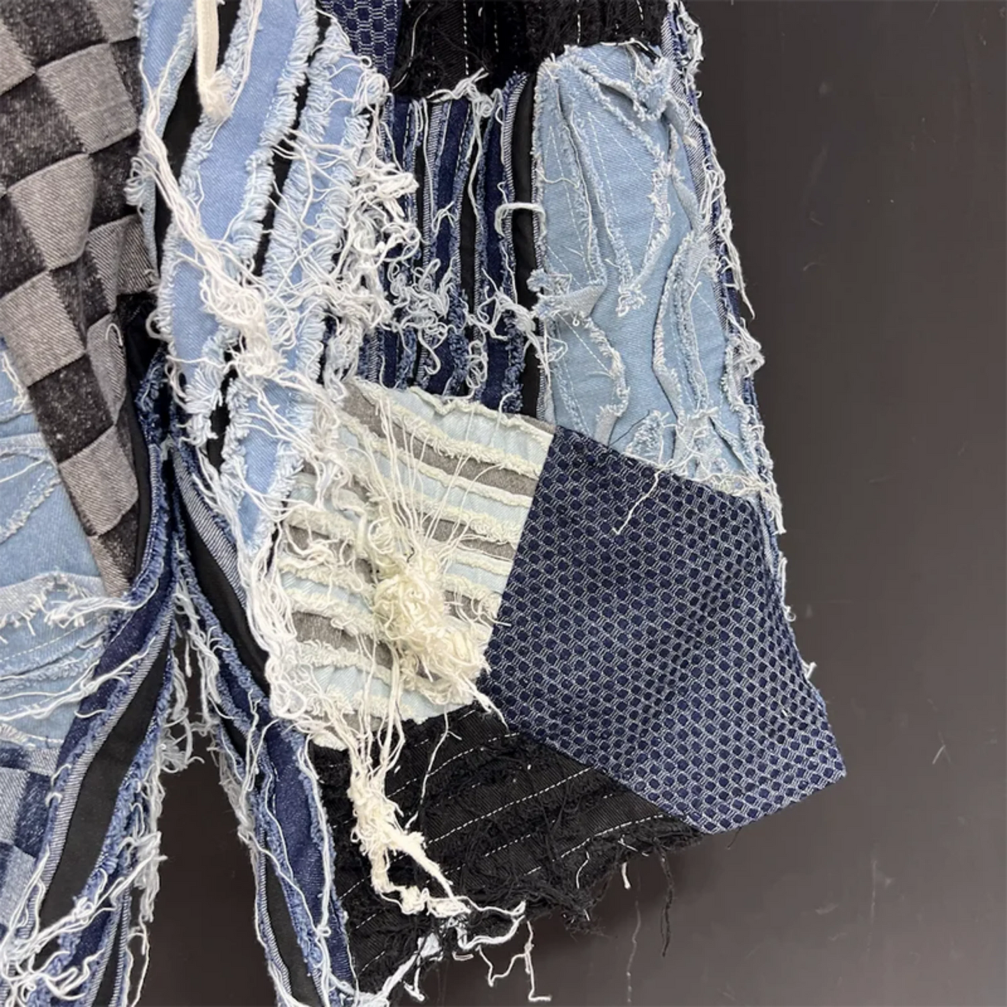 Men's Distressed Denim Patchwork Shorts