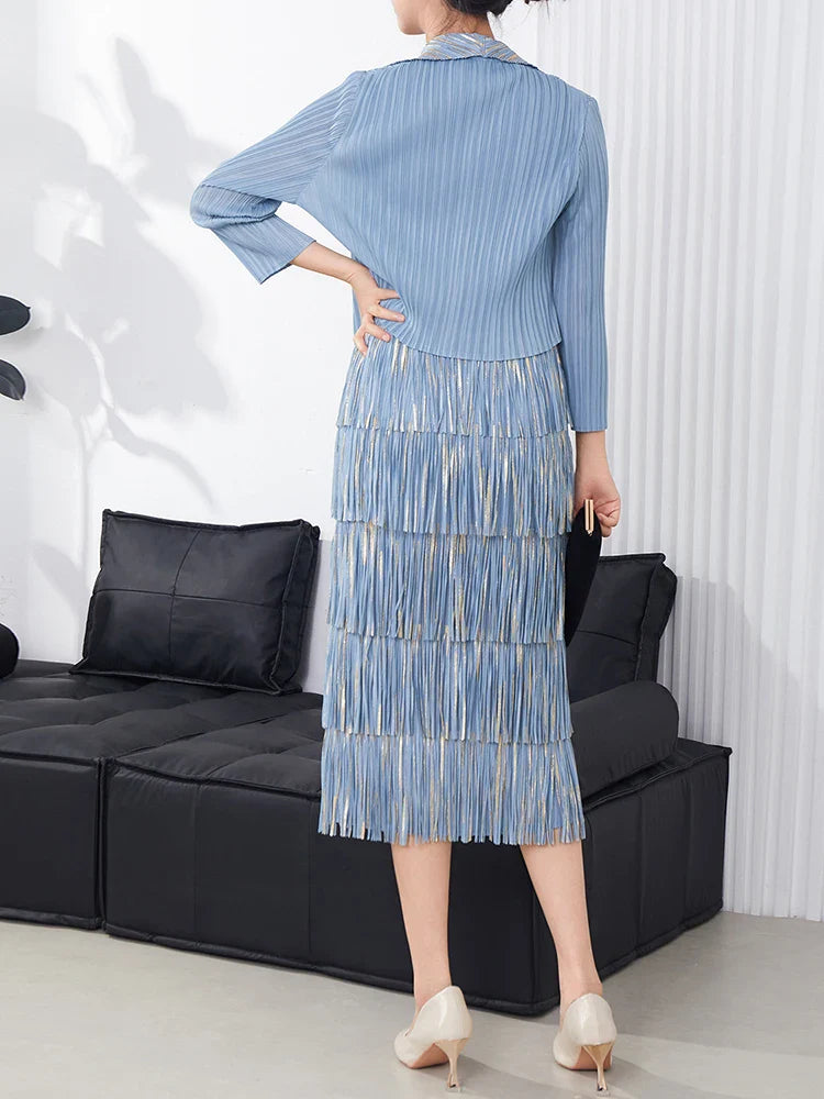 Japanese Pleat Dress & Cardigan