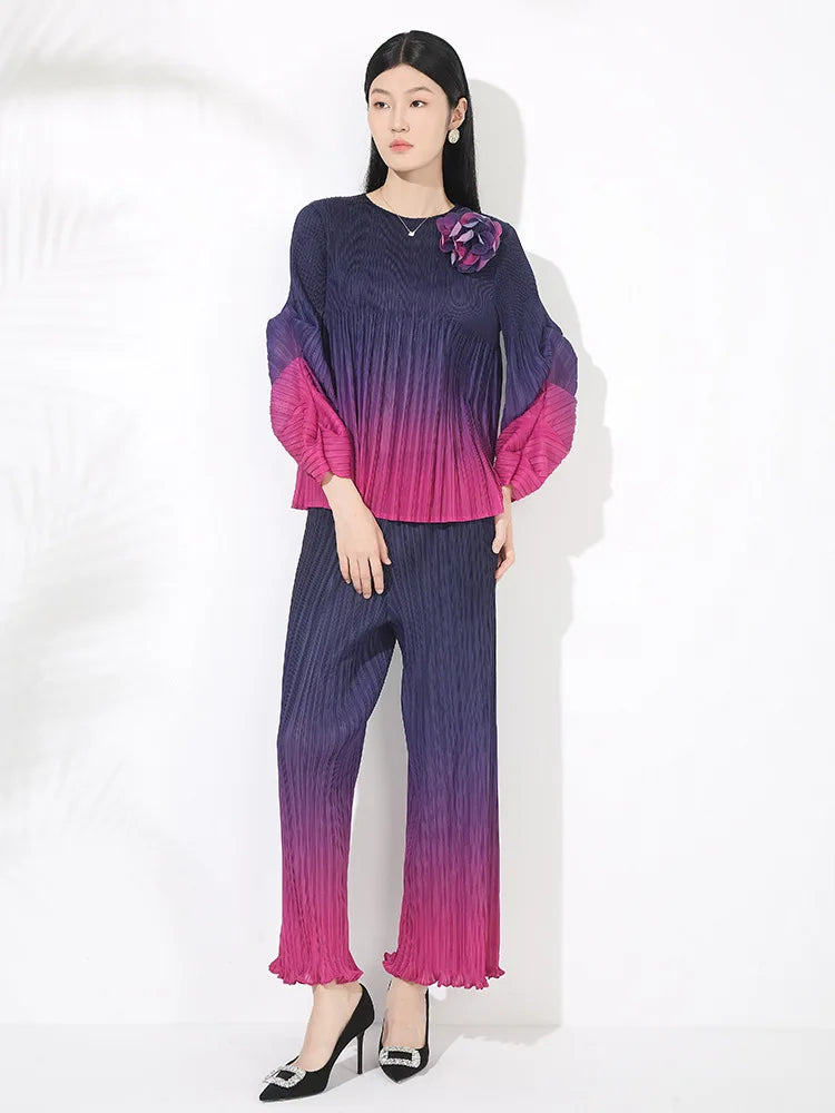 Luxe Japanese Pleated Two-Piece Set