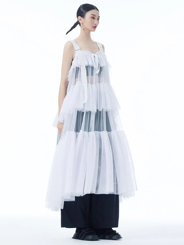 Ruffle Tiered Tulle Suspender Dress