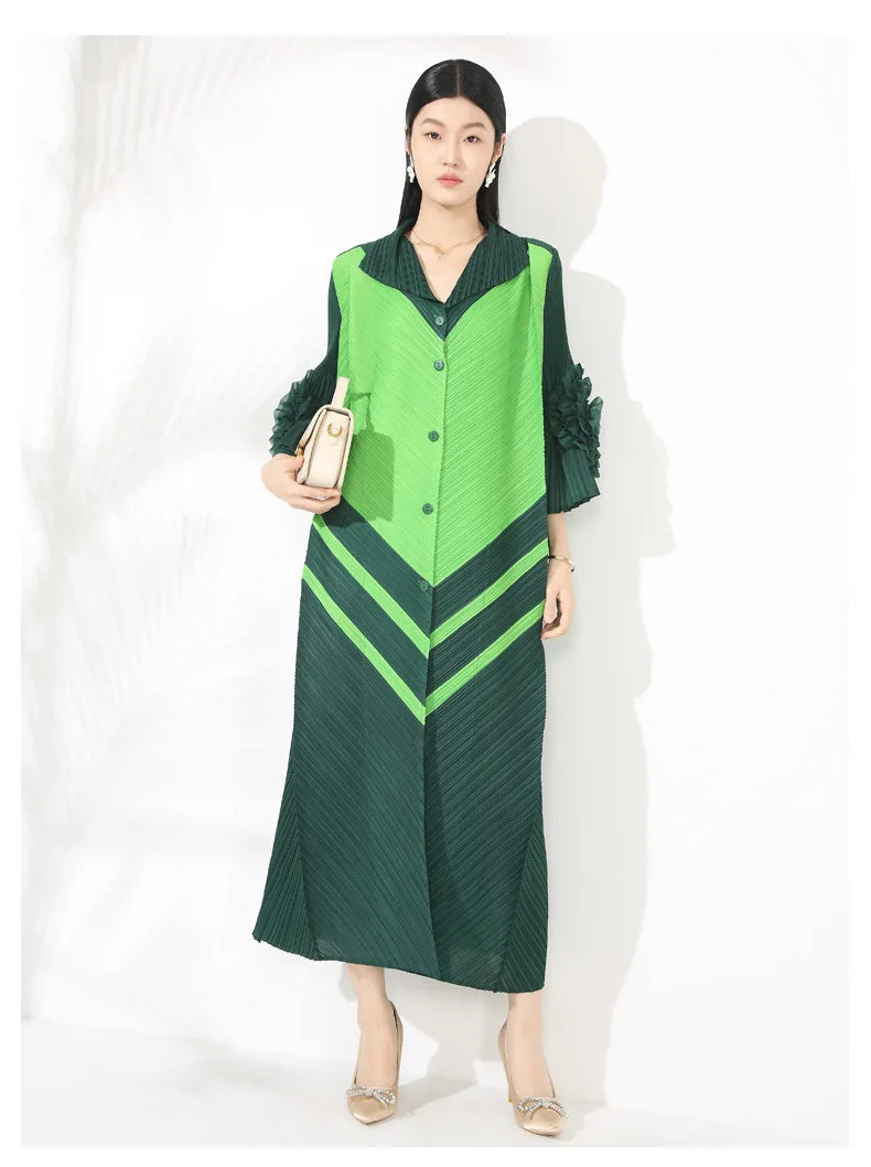 Plissé Pleated Blouse Dress