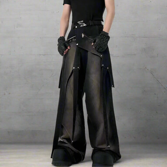 Men's Deconstructed Studded Jeans