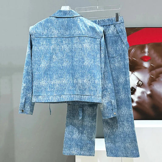 Men's Light Wash Denim Suit