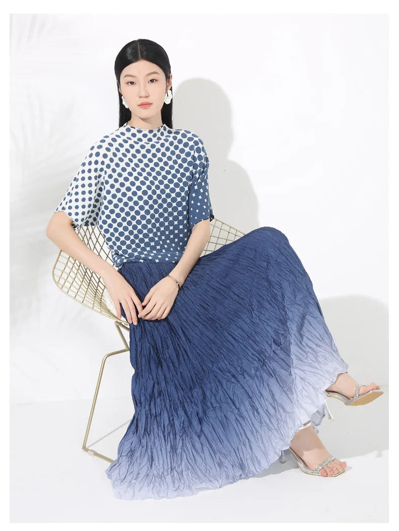Polka Dot Top & Pleated Skirt Set