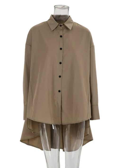 Asymmetric Hem Button-Down Shirt