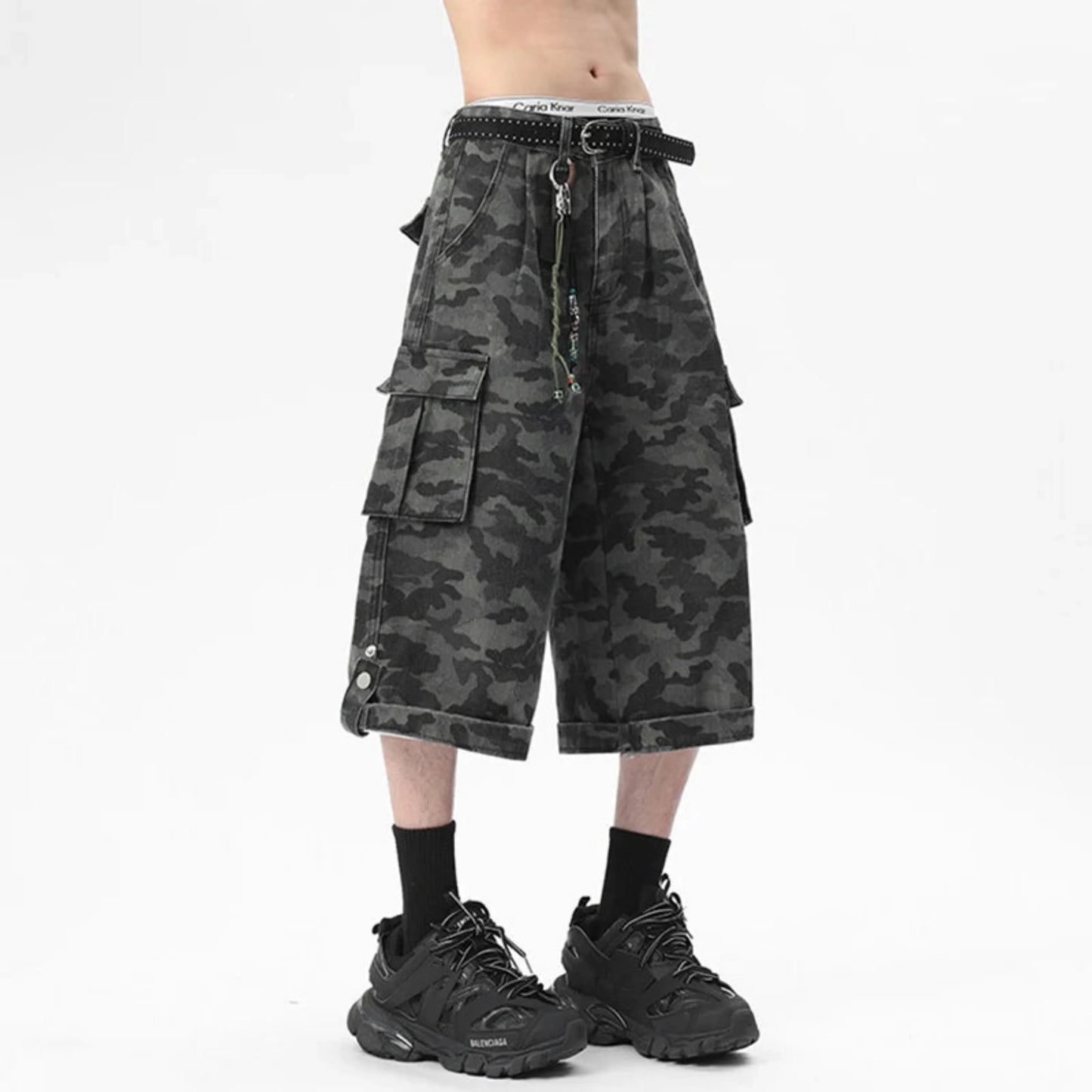 Men's Luxury Streetwear Camo Cargo Long Shorts