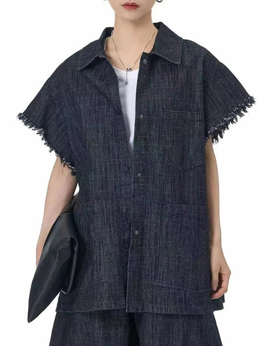 Women's Oversized Boxy Cotton Denim Shirt