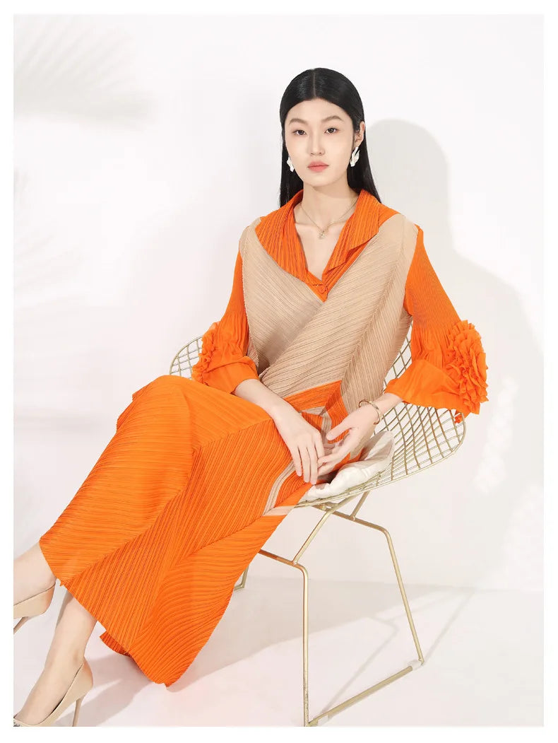 Plissé Pleated Blouse Dress
