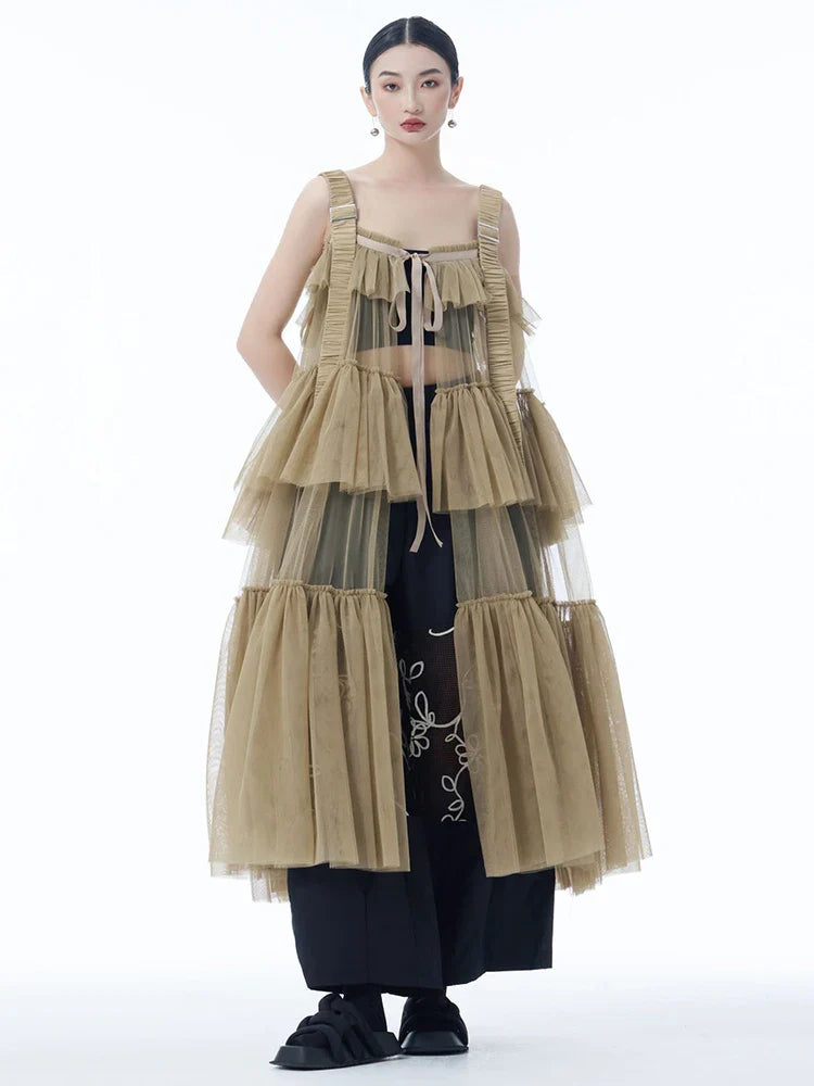 Ruffle Tiered Tulle Suspender Dress