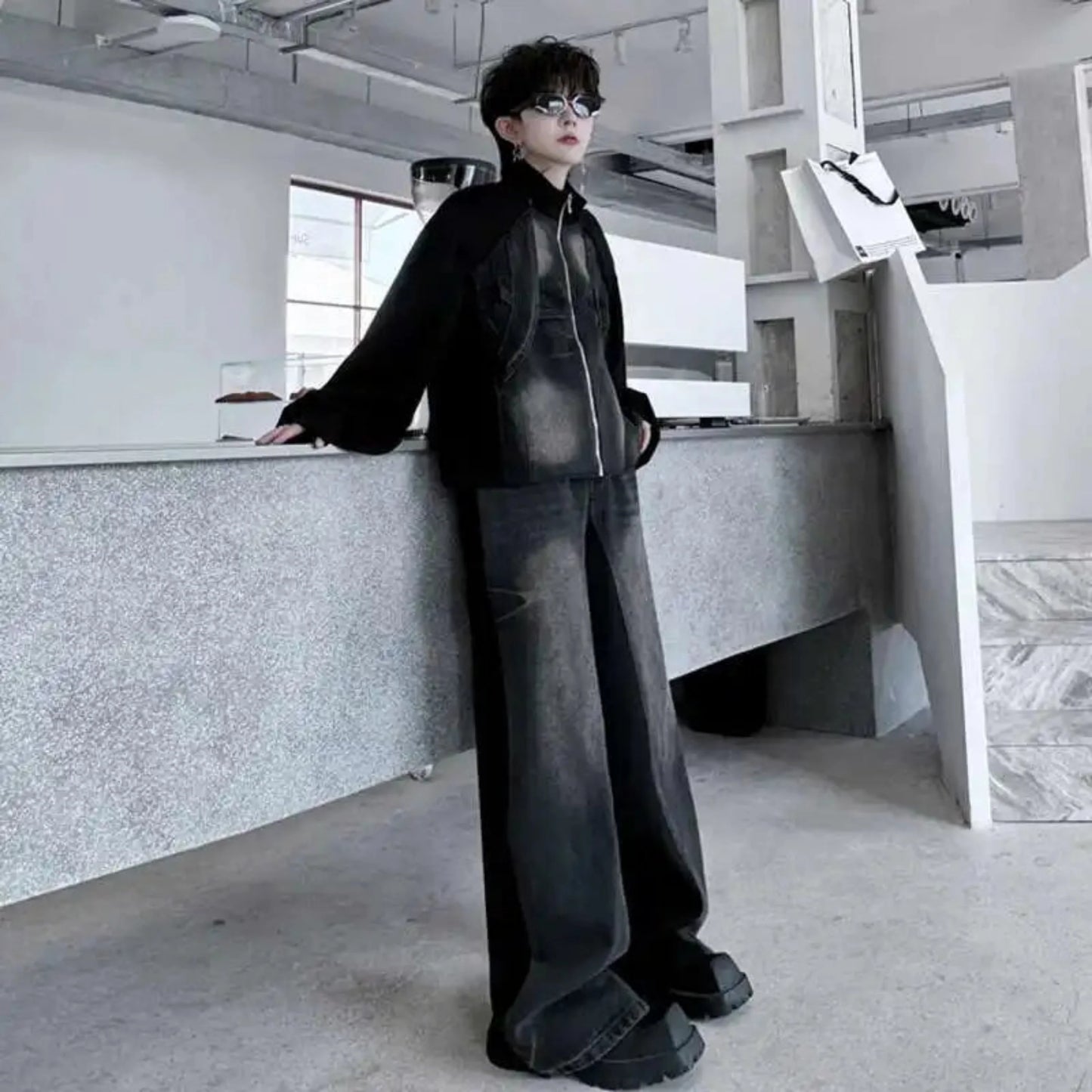 Men's Denim Two-Tone Oversized Set