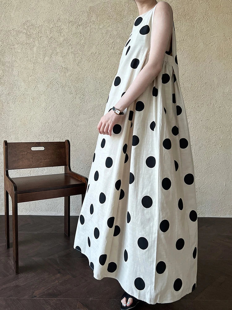 Linen Oversized Sleeveless Midi Dress