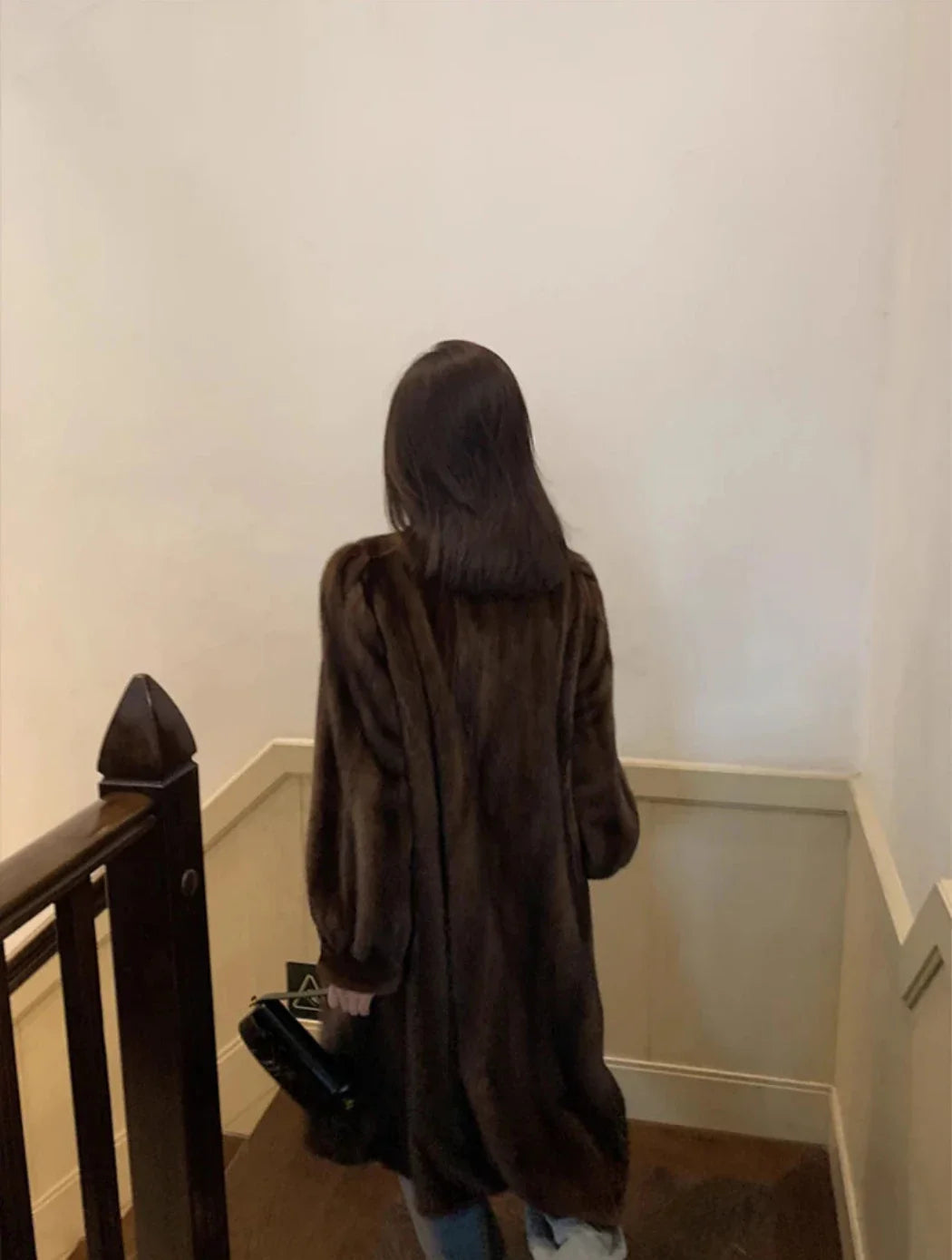 Women's Faux Mink Long Coat