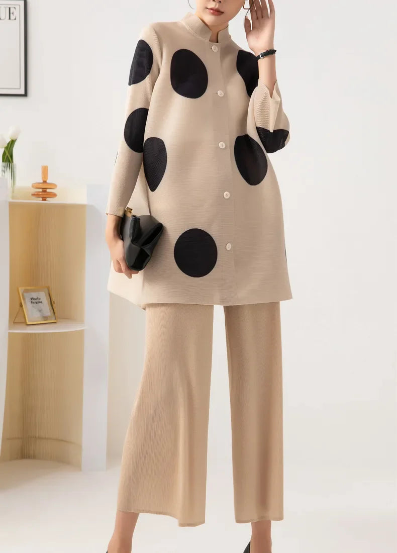 Japanese Pleated Polka Dot Pant Set