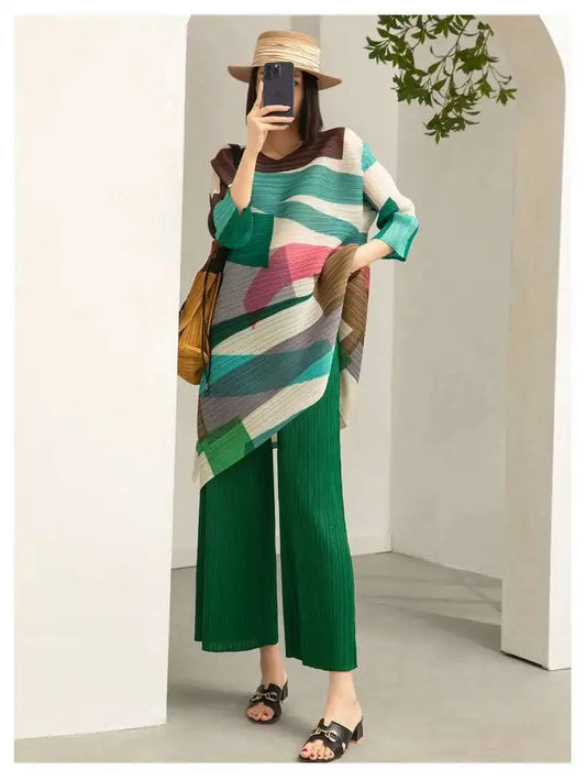 Pleated Two-Piece Modern Style Set