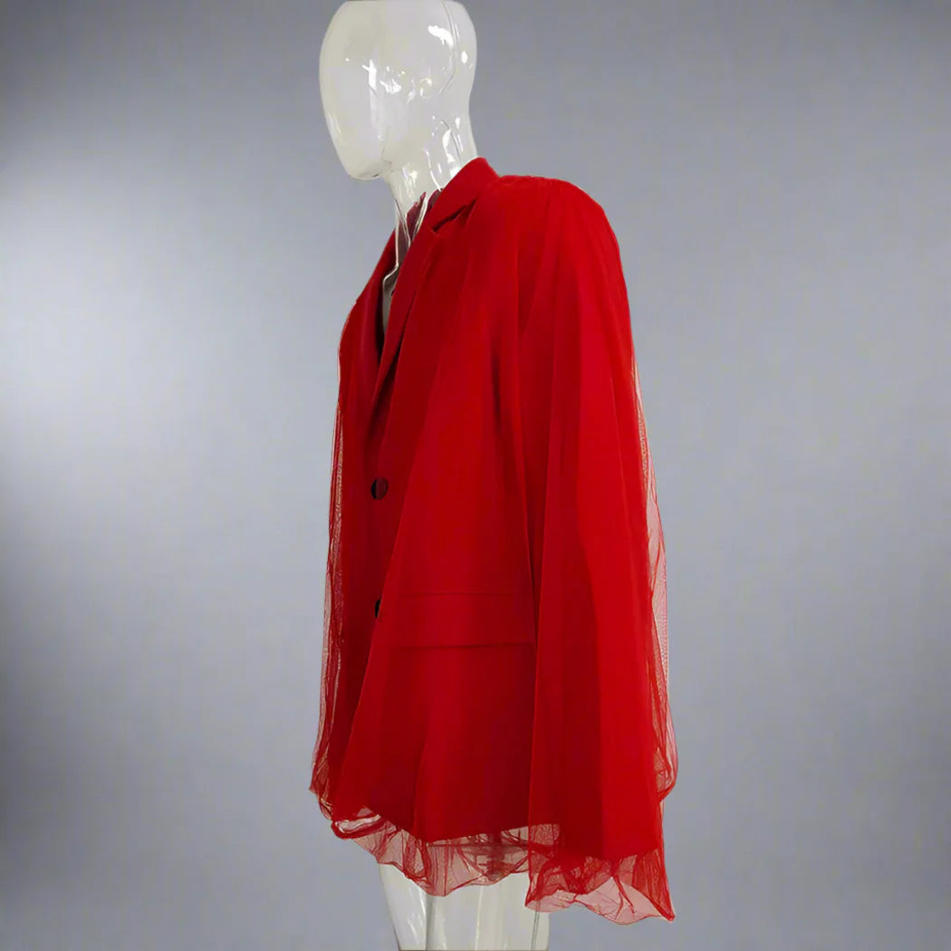 Men's Red Mesh Loose Fit Blazer