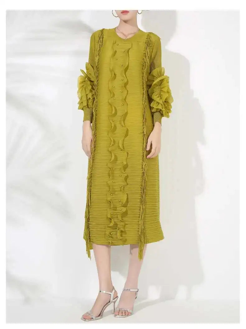 Textured Modern Pleated Dress