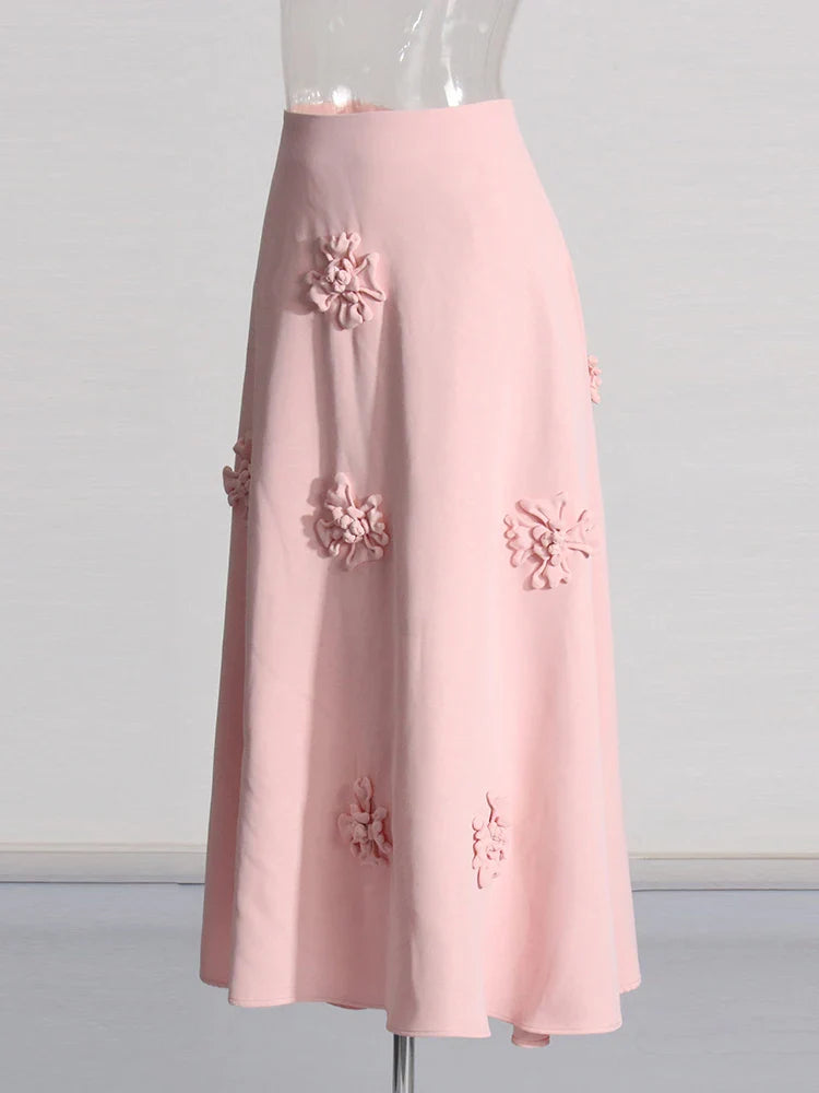 Luxury Pink Floral Crop Top & Skirt Set