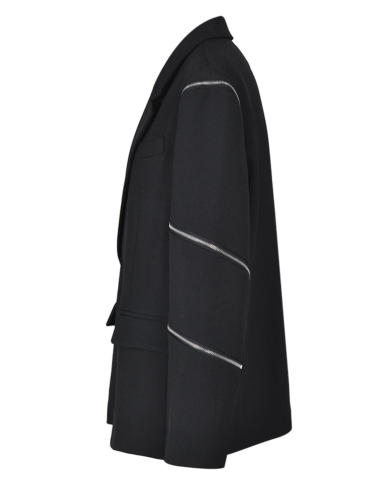 Women's Boyfriend Blazer with Zipper Sleeves