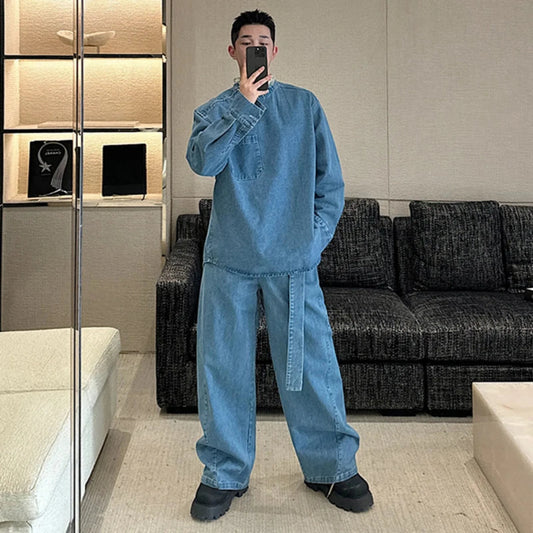 Men's Japanese Double Denim Two-Piece Set