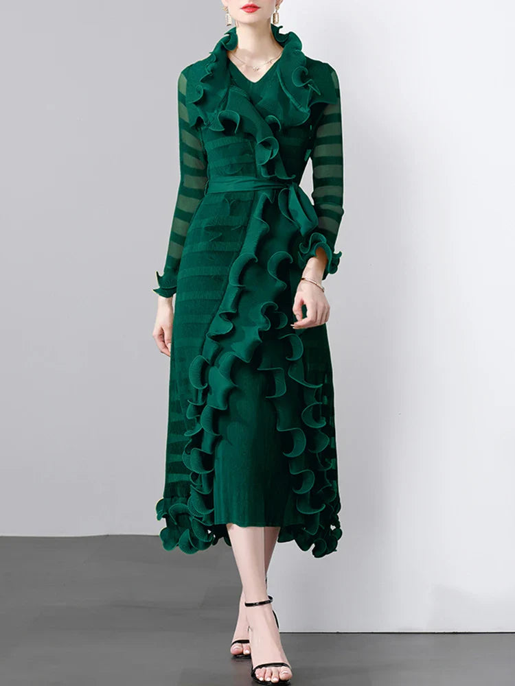 Women's Luxe 2 Piece Pleated Dress Coat Set