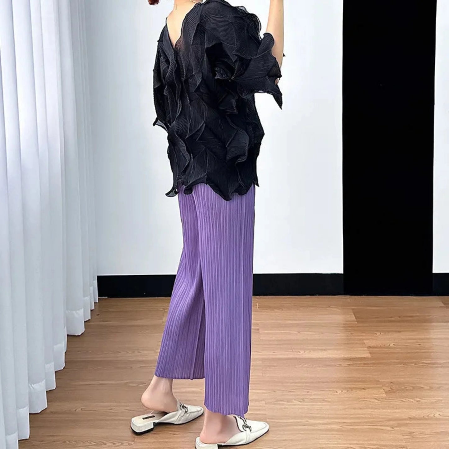 Elegant Petite Pleated 2-Piece Set