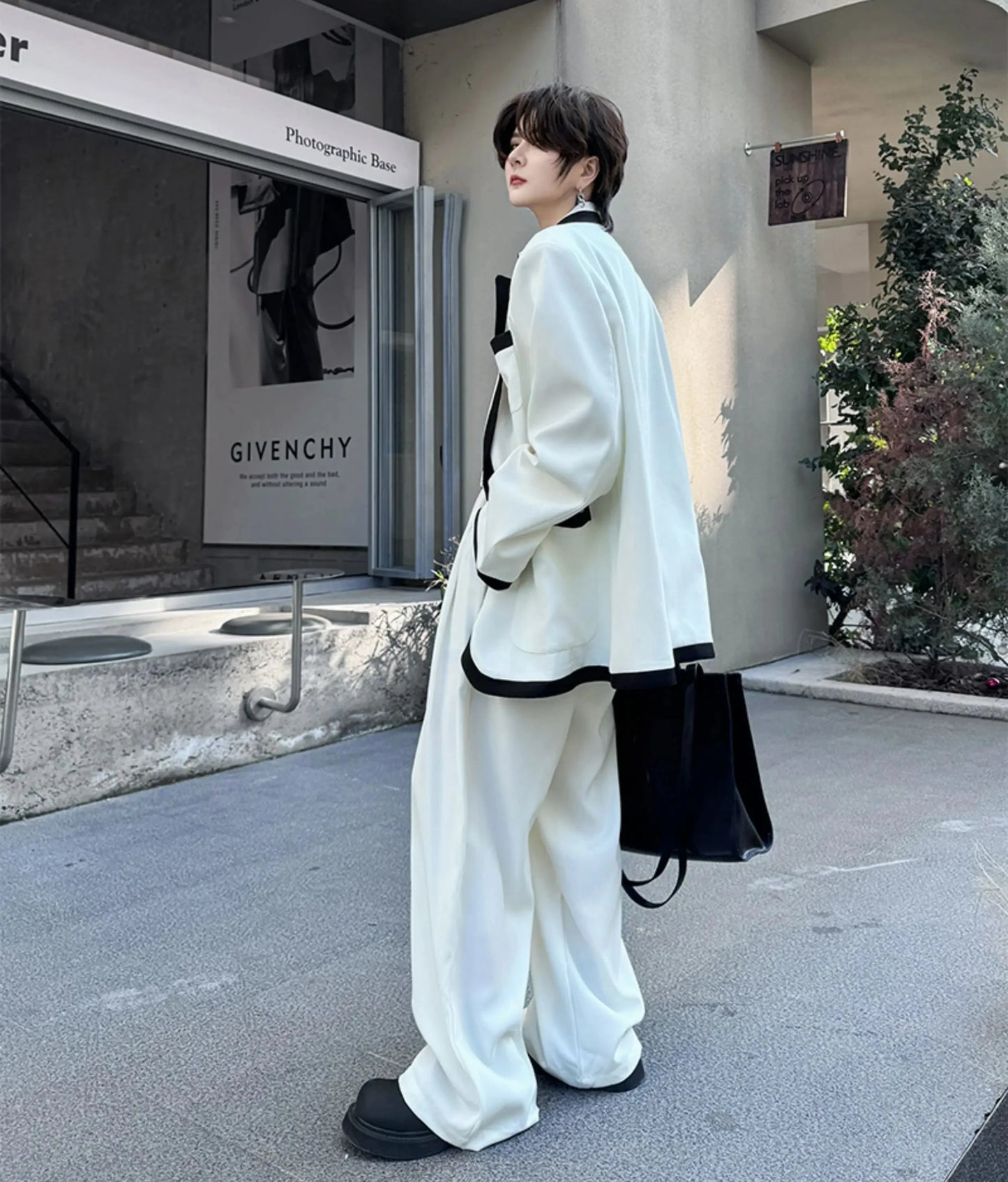 Men's Relaxed-Fit Blazer & Wide-Leg Trousers Suit Set