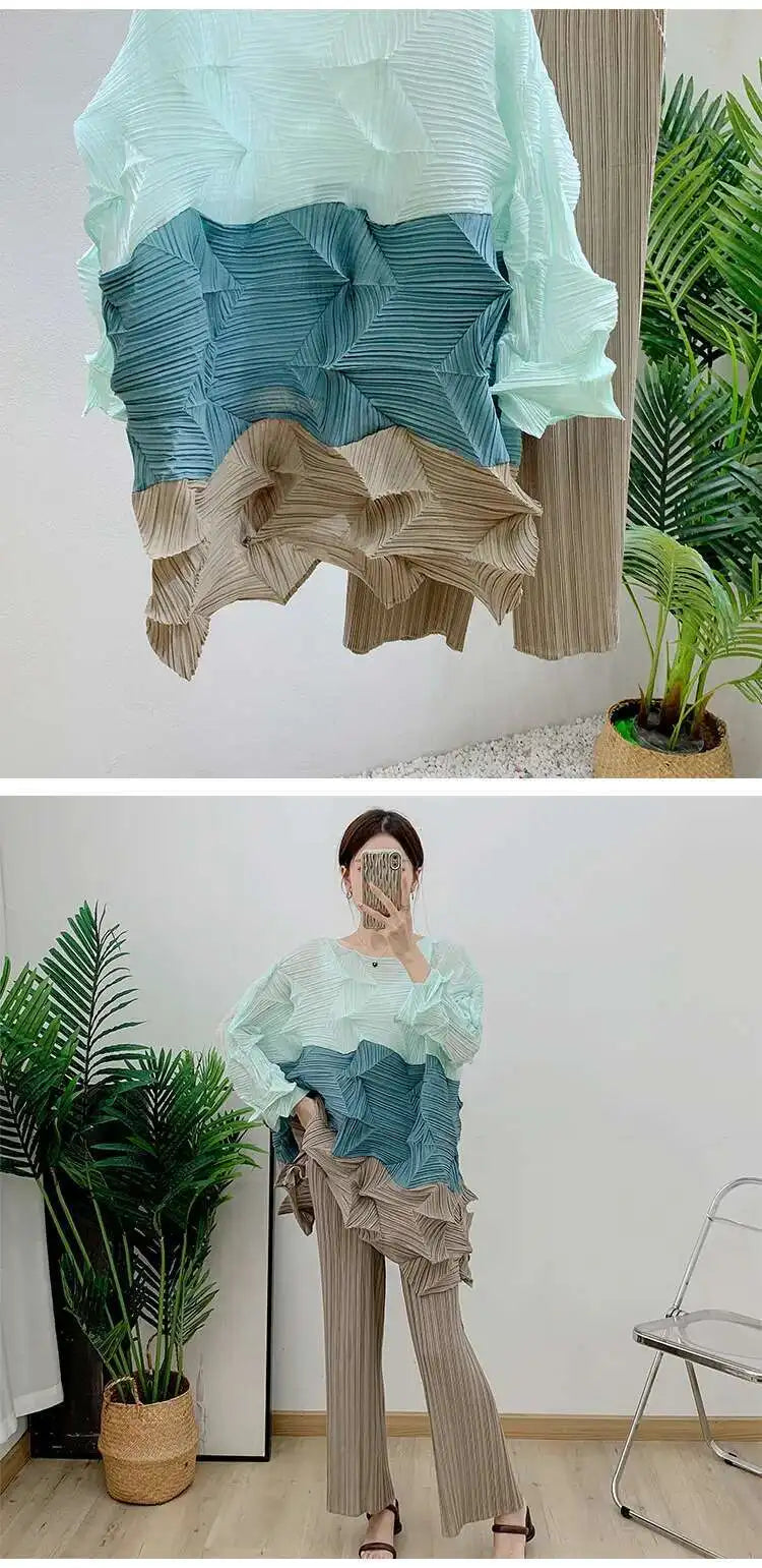 Luxury Origami Pleated Top & Trousers