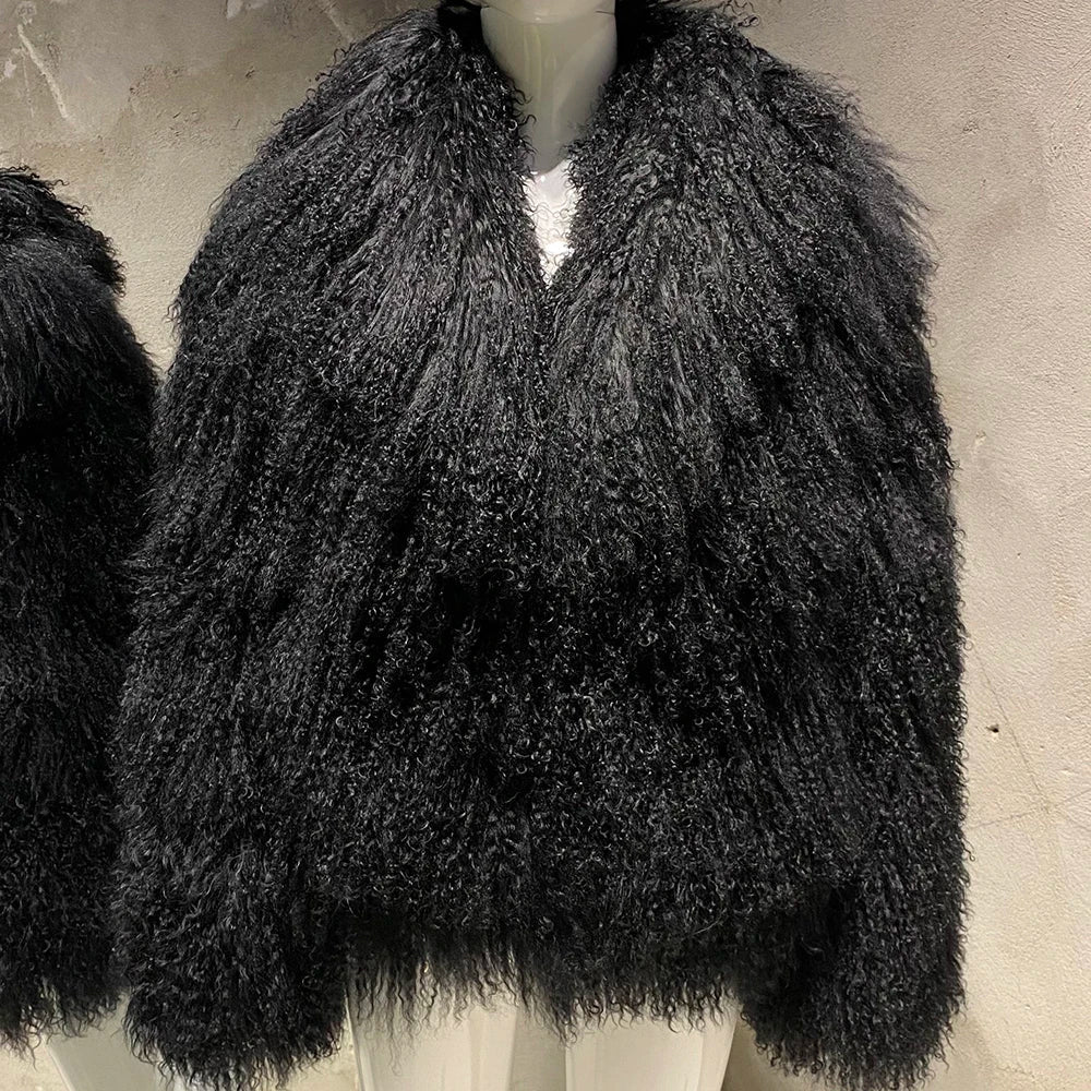 100% Genuine Fur Plush Shaggy Coat