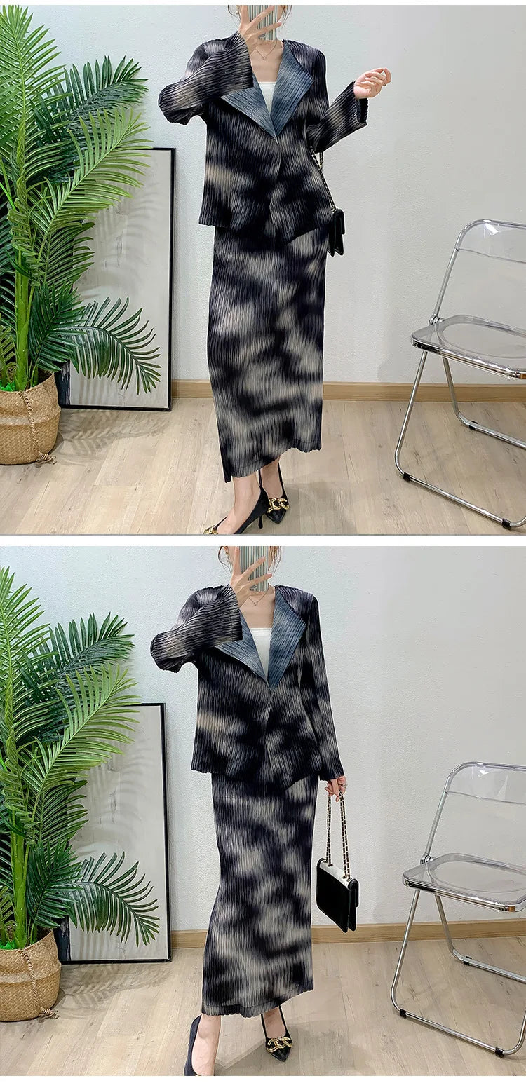 Luxe Pleated Tie-Dye Skirt Set