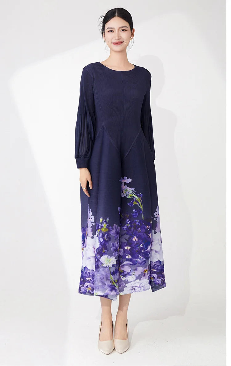 Elegant Pleated Dress - Premium Floral Design