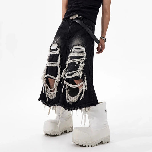 Men's Luxury Denim Distressed Culottes