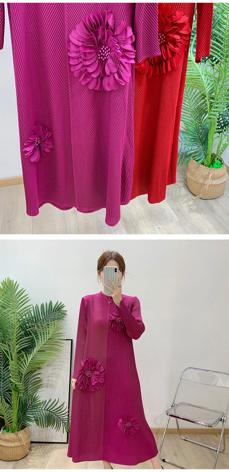 Petite Pleated Textured Midi Dress