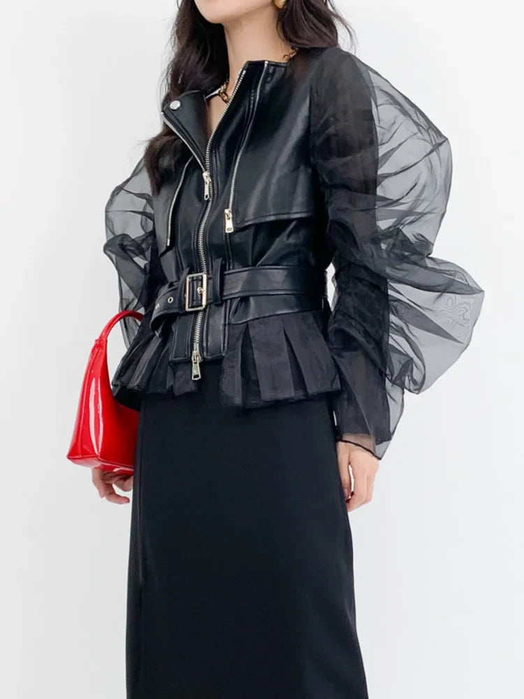Elegant Vegan Leather Moto Jacket