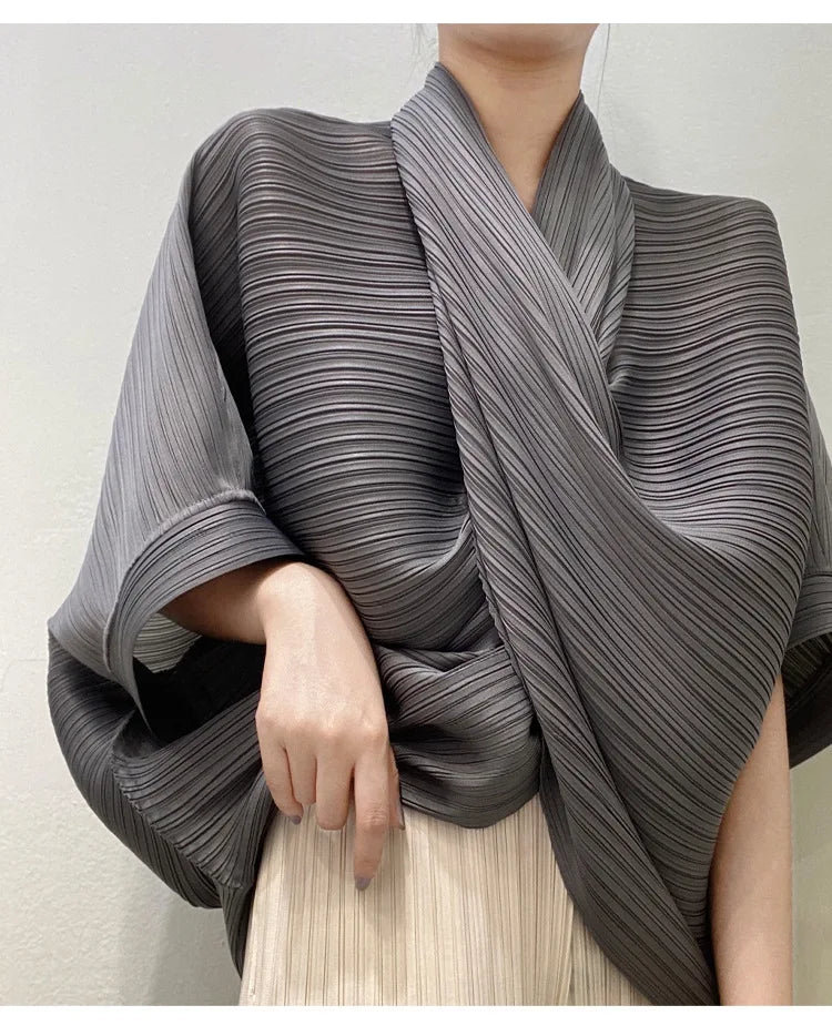 Japanese Inspired Pleated Top - Overlap Drape