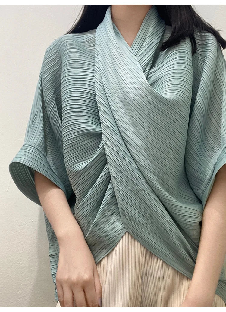Japanese Inspired Pleated Top - Overlap Drape
