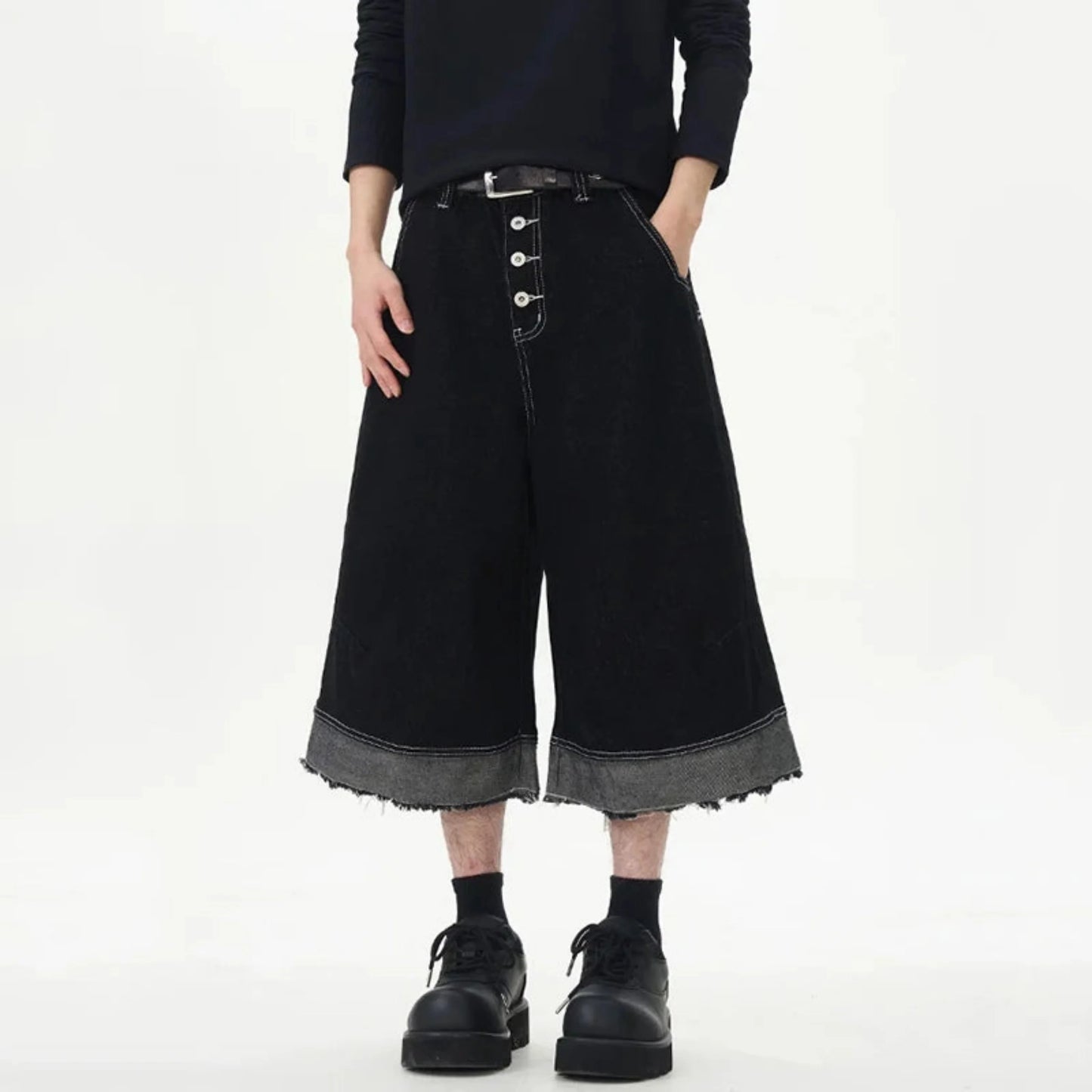 Men's Japanese Denim Wide-Leg Culottes