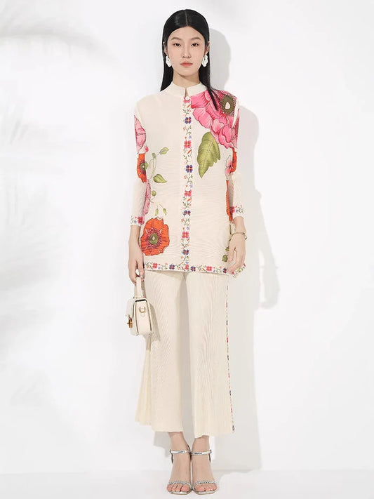 Luxury Pleated Pant Suit Set