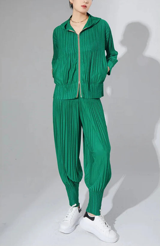 Modern Pleated Harem 2-Piece Set